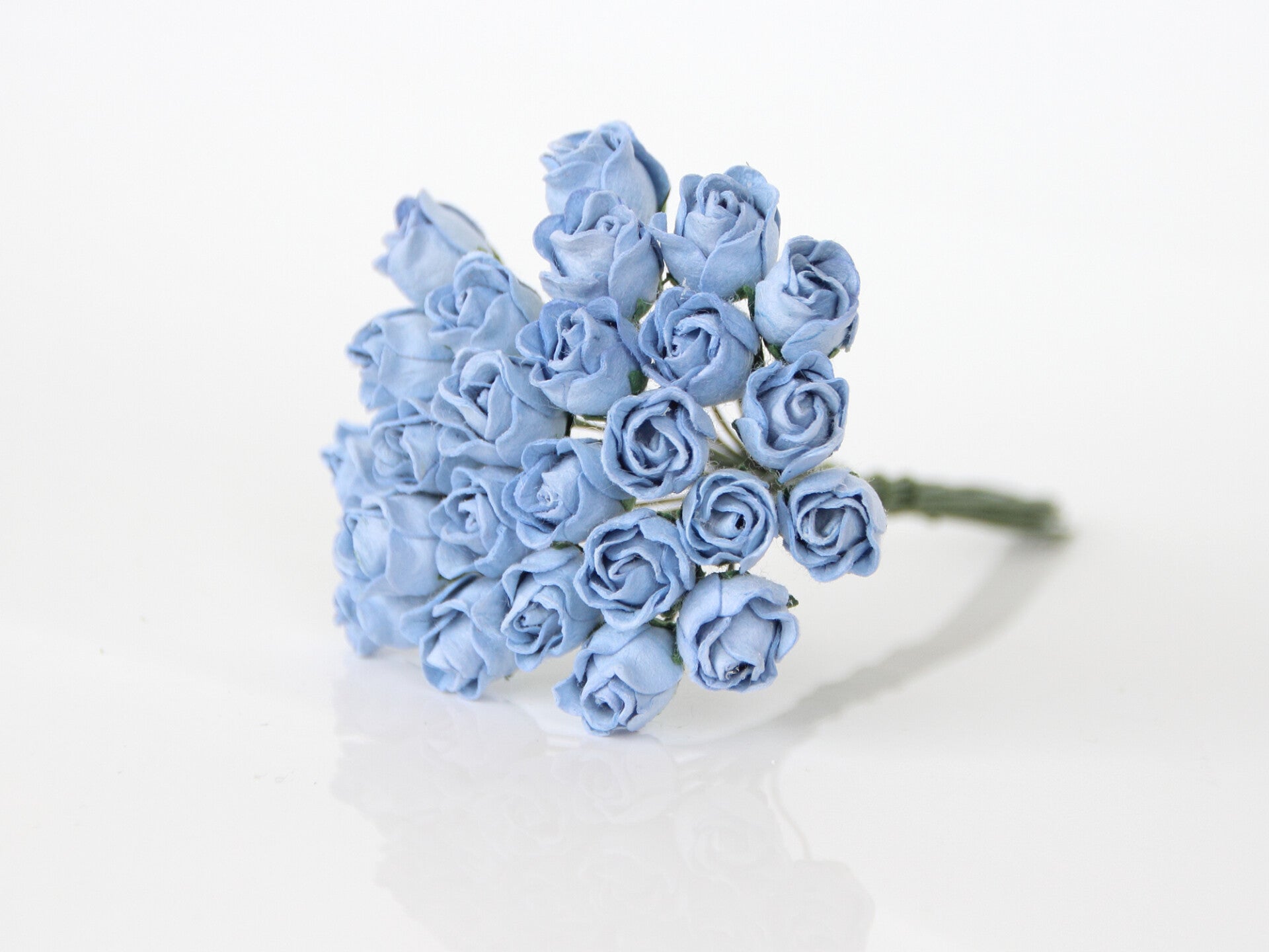 BLUE MIDI SEMI OPEN ROSES Mulberry Paper Flowers Card Making Create Craft DIY Decorative Projects Flower Displays Paper Crafting Head Wrist Band Doll House Miniature Flowers Art Birthday Wedding Cards Floral Art and Crafts Home Decor Scrapbooking Gift