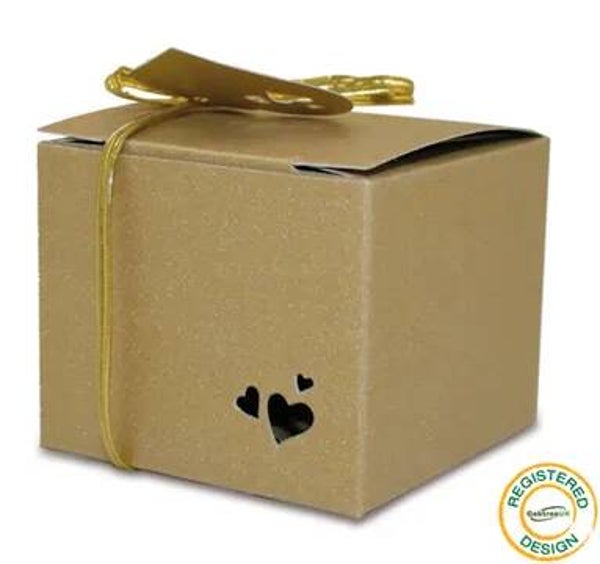 GOLD Heart Favour GIFT BOX Pearl Lustre Celebration Wedding Baby Shower Birthday engagement anniversaries retirement parties