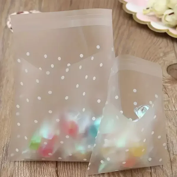 Cellophane Polka Dot Pattern Peel and Seal Cello Bags Suitable Keep Food Fresh Biscuits Candy Cookies Party Favour Party popcorn handcrafts confetti Supplies birthday gifts favour wedding 10cm x 10cm popcorn handcrafts confetti