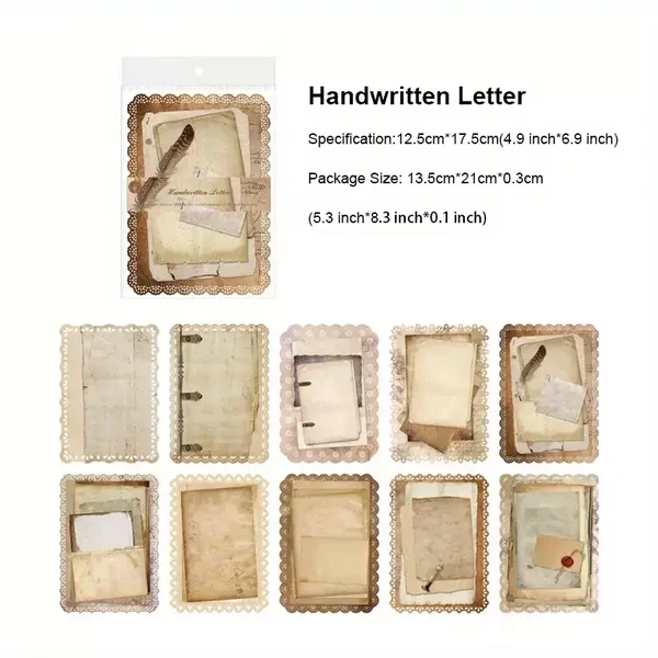 10pcs HANDWRITTEN LETTER 5 x 7 inch Vintage Scrapbook Paper Textured Paper DIY Craft Scrapbooking wedding invites stationary Paper Sheets Handmade Mix Special Papers for Scrapbooking Art Journaling Card Making