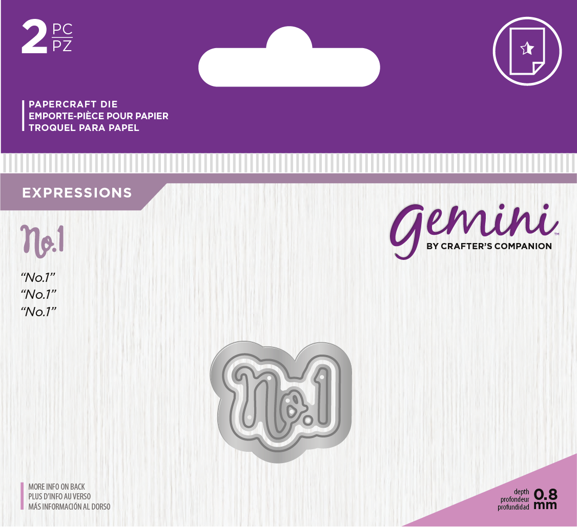 Crafters Companion – “No 1” 2pc Gemini Mini Die Expressions - Die'sire Essentials Only Words Word Cutting Dies SALE