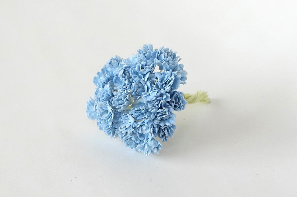 BLUE GYPSOPHILA Mulberry Paper Flowers  Card Making Create Craft DIY Decorative Projects Flower Displays Paper Crafting Head Wrist Band Doll House Miniature Flowers Art Birthday Wedding Cards Floral Home Decoration Christening Anniversary Baby Gifts