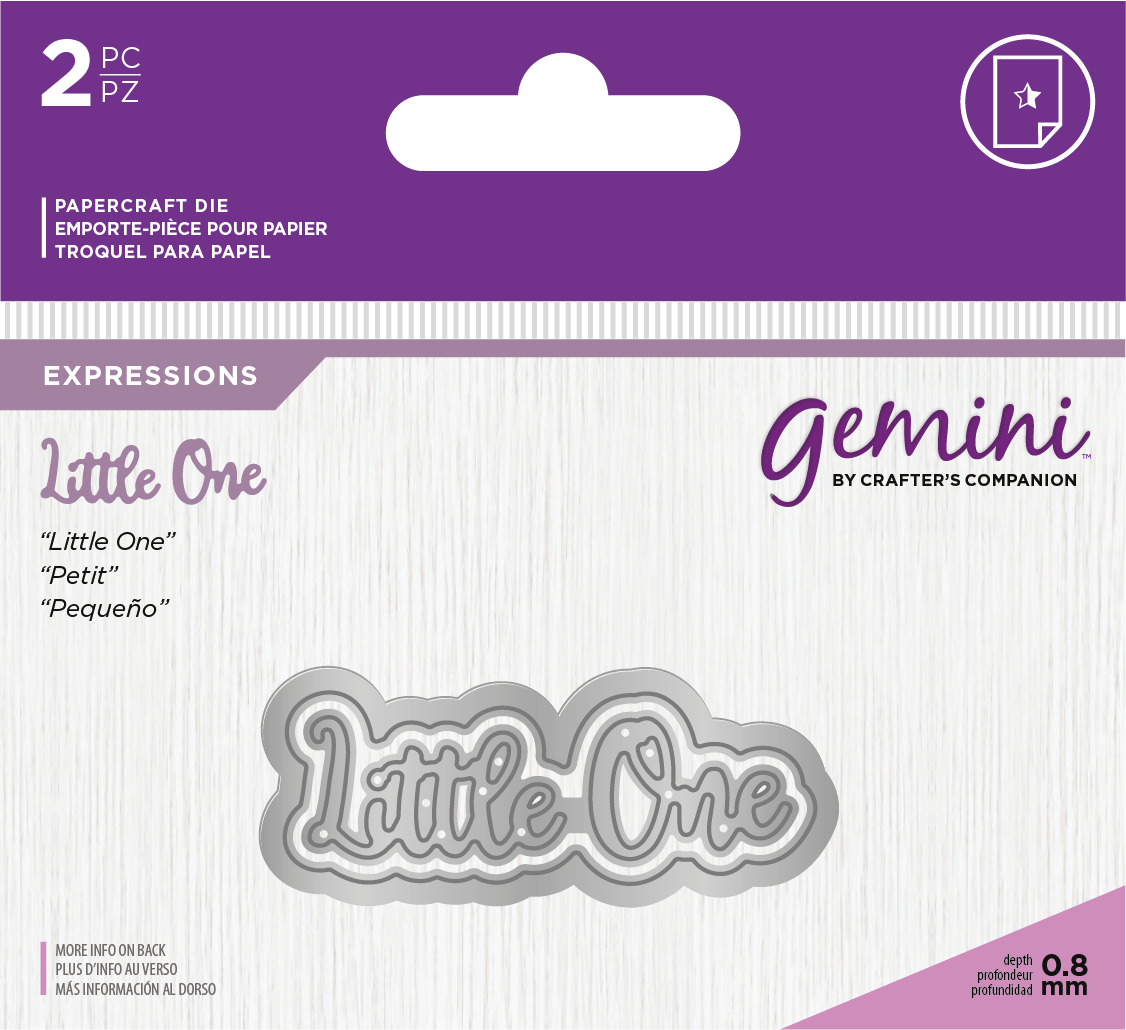 Crafters Companion – “LITTLE ONE” 2pc Gemini Mini Die Expressions - Die'sire Essentials Only Words Word Cutting Dies SALE