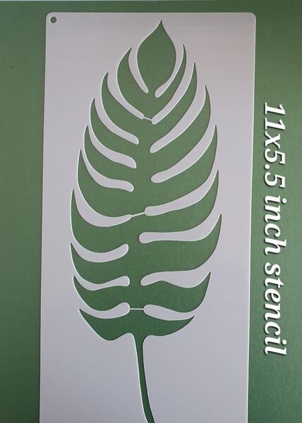 K11 x 5.5 Inch Large Tropical Leaf Stencil No11. Scrapbooking Tee Shirt Wall Painting Glass Fabric Greeting Cards Stencil Mylar Mixed Media Stencils Furniture Templates Craft Projects Interior Exterior