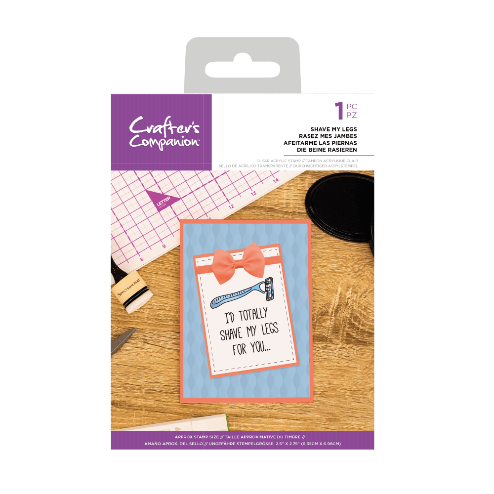 Crafter's Companion Clear Acrylic Quirky Sentiment Stamps SHAVE MY LEGS