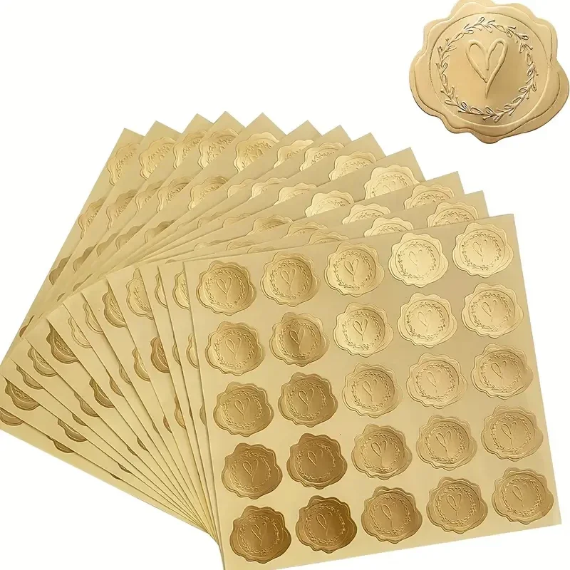 50x Heart-Shaped Self-Adhesive for Wax Effect embossed Envelope Seal Stickers. Perfect for Weddings, Greeting Cards & Party Gifts! Scrapbook Journals. Craft embellishments, personal envelope seals.