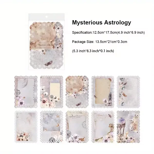 10pcs MYSTERIOUS ASTROLOGY 5 x 7 inch Vintage Scrapbook Paper Textured Paper DIY Craft Scrapbooking Paper Sheets Handmade Mix Special Papers for Scrapbooking Art Journaling Card Making
