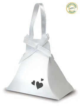 WHITE HANDBAG Heart Favour GIFT BOX Pearl Lustre Celebration Wedding Baby Shower Birthday engagement anniversaries