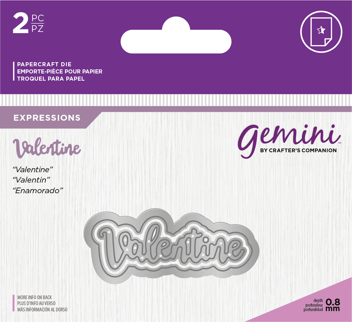 Crafters Companion – “VALENTINE” 2pc Gemini Mini Die Expressions - Die'sire Essentials Only Words Word Cutting Dies SALE
