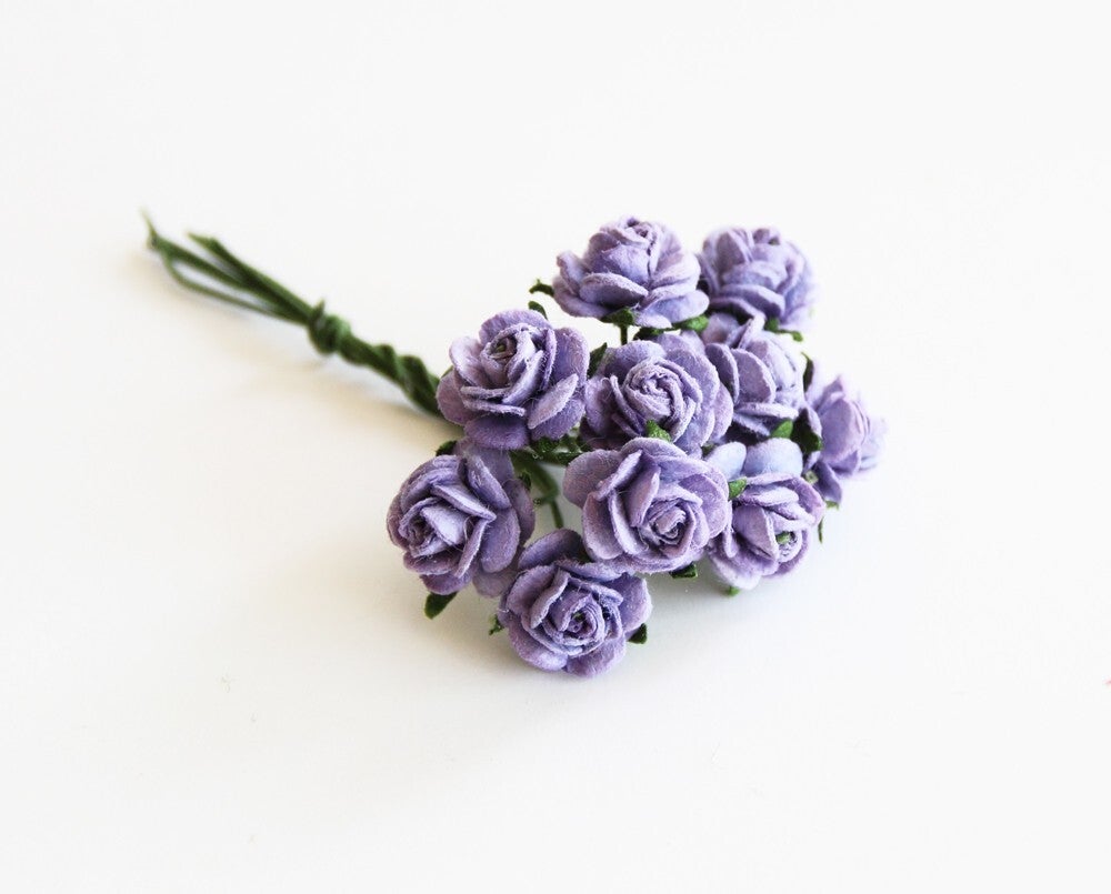 LILAC MINI OPEN ROSES Mulberry Paper Flowers Closed ROSE BUDS SEMI OPEN ROSE Card Making Create Craft DIY Decorative Projects Flower Displays Paper Crafting Head Wrist Band Doll House Miniature Flowers Birthday Wedding Cards Floral Home Decor Scrapbooks