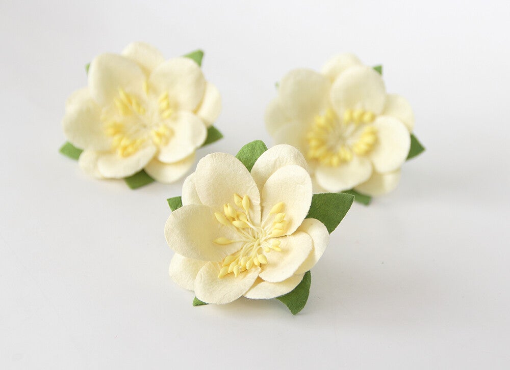 CREAM LARGE CHERRY BLOSSOM MULBERRY PAPER FLOWERS Crafting DIY Card Making Create Craft Decorative Projects Paper Crafting Scrapbooking Doll House Flower Art Birthday Cards Floral Home Decoration Christening Anniversary New Baby Gift Wrapping