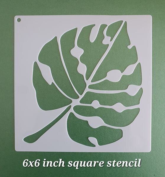 D6x6 Inch Tropical Leaf Stencil No4 Scrapbooking Tee Shirt Wall Painting Glass Fabric Greeting Cards Stencil Mylar Mixed Media Stencils Furniture Templates Craft Projects Interior Exterior