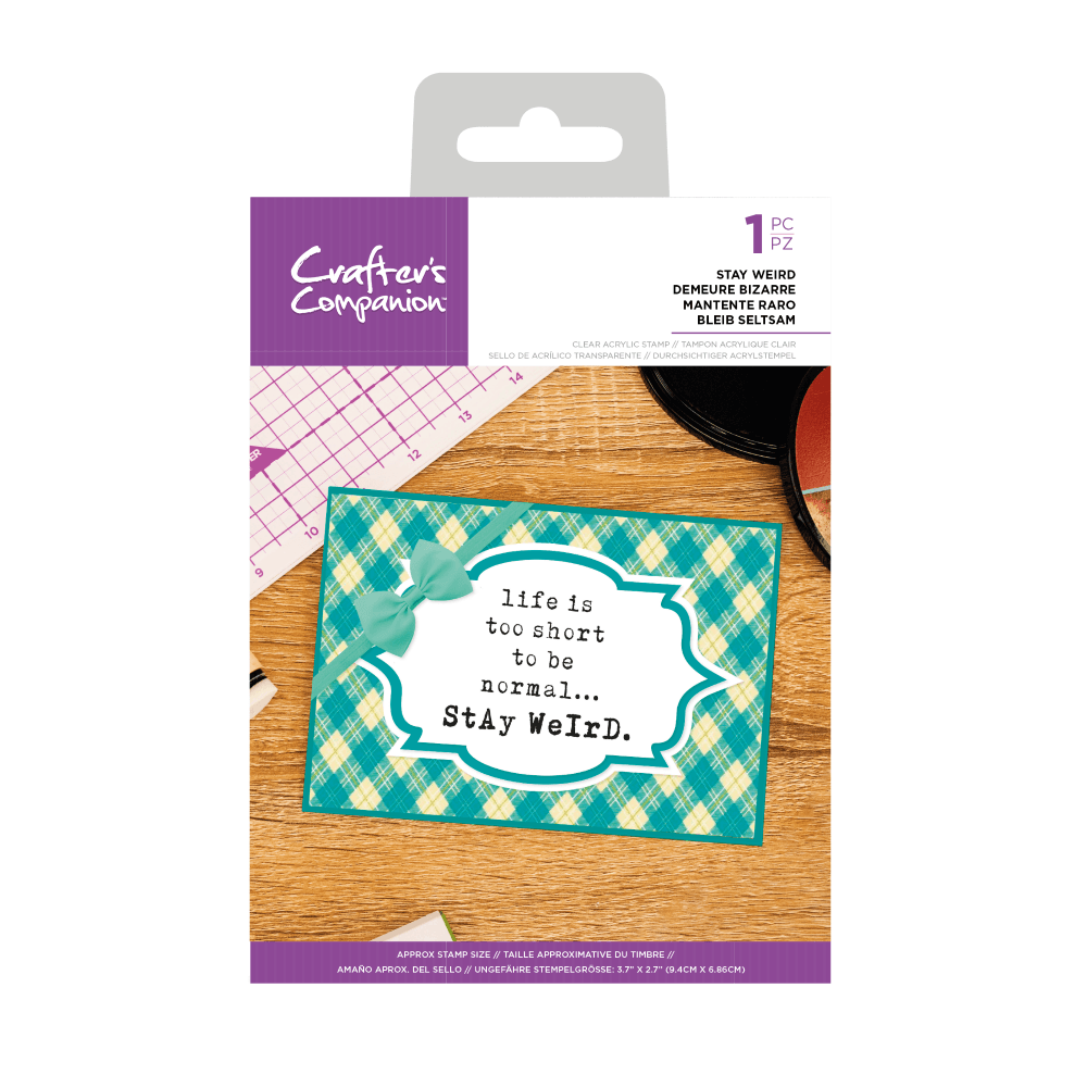 Crafter's Companion Clear Acrylic Quirky Sentiment Stamps STAY WEIRED