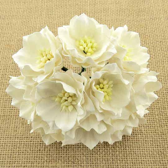 WHITE LOTUS Mulberry Paper Craft Flowers Decoration All Occasions Card Making Create Craft DIY Decorative Projects Flower Displays Paper Crafting Head Wrist Band Doll House Miniature Flowers Art Birthday Wedding Cards Floral Home Decoration Christening