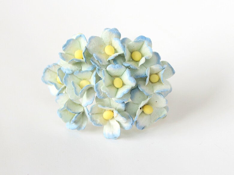 MEDIUM 2TONE BLUE CHERRY BLOSSOM Mulberry Paper Flowers Crafting DIY Card Making Create Craft Decorative Projects Paper Crafting Scrapbooking Doll House Flower Art Birthday Cards Floral Home Decoration Christening Anniversary New Baby Gift Wrapping