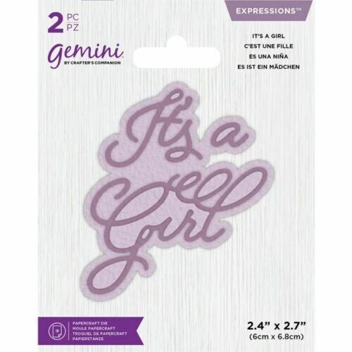 Gemini Mini Expressions “IT’S A GIRL” 2pc Sentiment Metal Die Set Crafters Companion SALE
