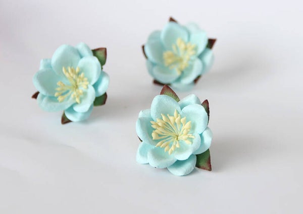 SOFT TURQUOISE LARGE CHERRY BLOSSOM MULBERRY PAPER FLOWERS  Crafting Card Making Create Craft DIY Decorative Projects Paper Crafting Scrapbooking Doll House Flower Art Birthday Cards Floral Home Decoration Christening Anniversary New Baby Gift Wrap
