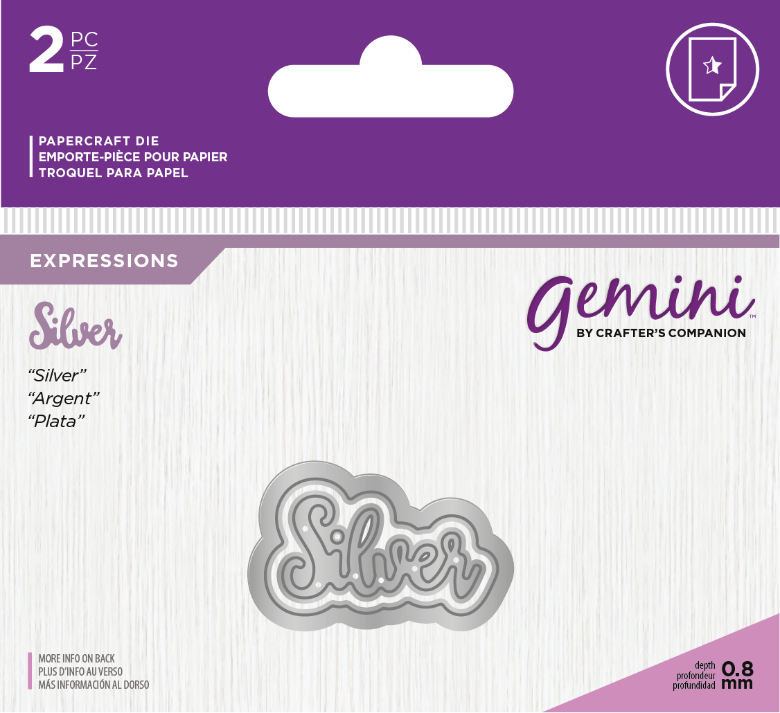 Crafters Companion – “SILVER” 2pc Gemini Mini Die Expressions - Die'sire Essentials Only Words Word Cutting Dies SALE