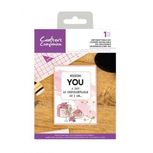 Crafter's Companion UNFORGETTABLE DAY Clear Acrylic Quirky Sentiment Stamp