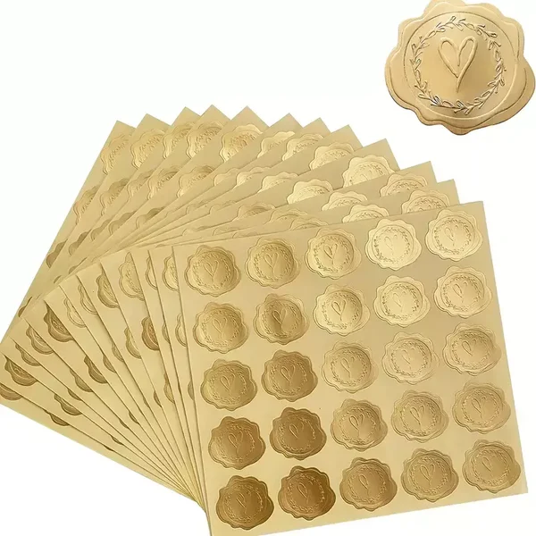 Heart-Shaped Self-Adhesive for Wax Effect Embossed Envelope Seal Stickers. Perfect for Weddings, Greeting Cards & Party Gifts! Scrapbook Journals. Craft embellishments, personal envelope seals.