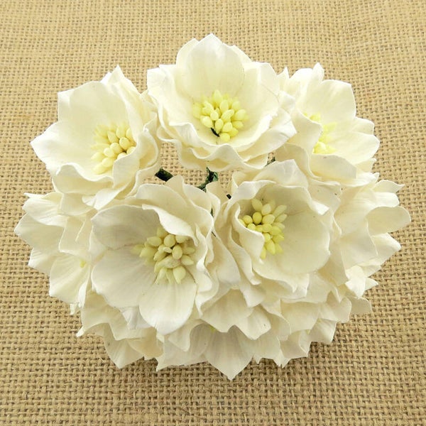 WHITE LOTUS Mulberry Paper Craft Flowers Decoration All Occasions Card Making Create Craft DIY Decorative Projects Flower Displays Paper Crafting Head Wrist Band Doll House Miniature Flowers Art Birthday Wedding Cards Floral Home Decoration Christening