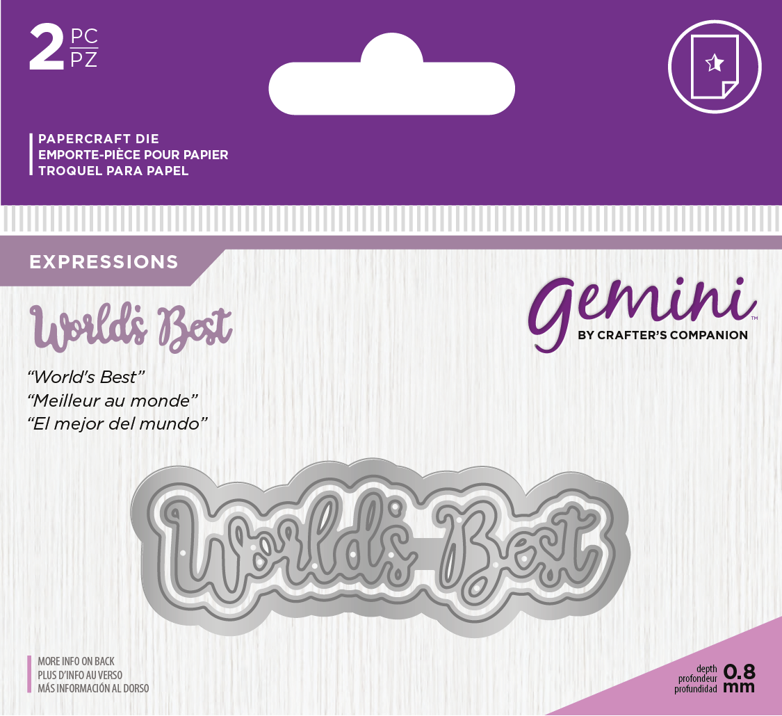 Crafters Companion – “WORLDS BEST” 2pc Gemini Mini Die Expressions - Die'sire Essentials Only Words Word Cutting Dies SALE