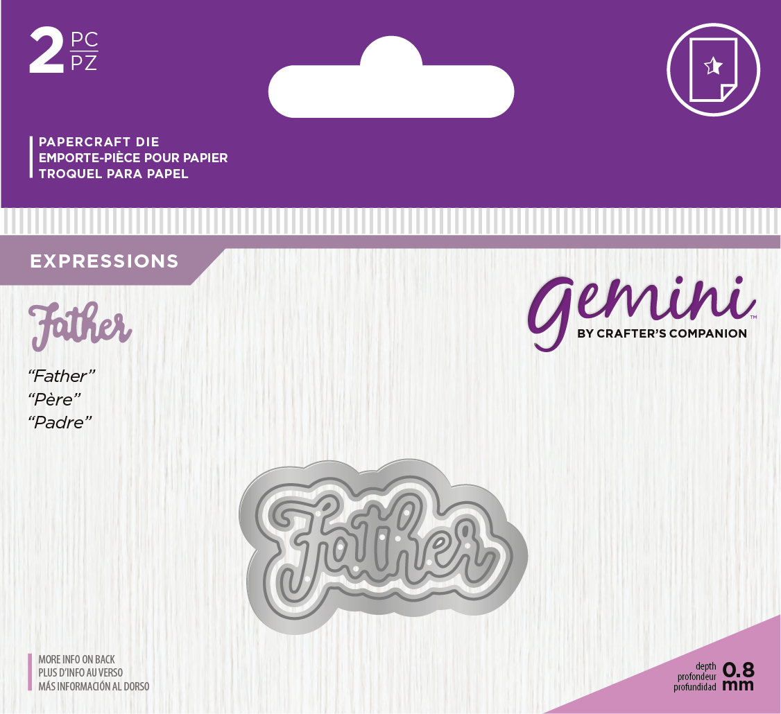 Crafters Companion – “FATHER” 2pc Gemini Mini Die Expressions - Die'sire Essentials Only Words Word Cutting Dies