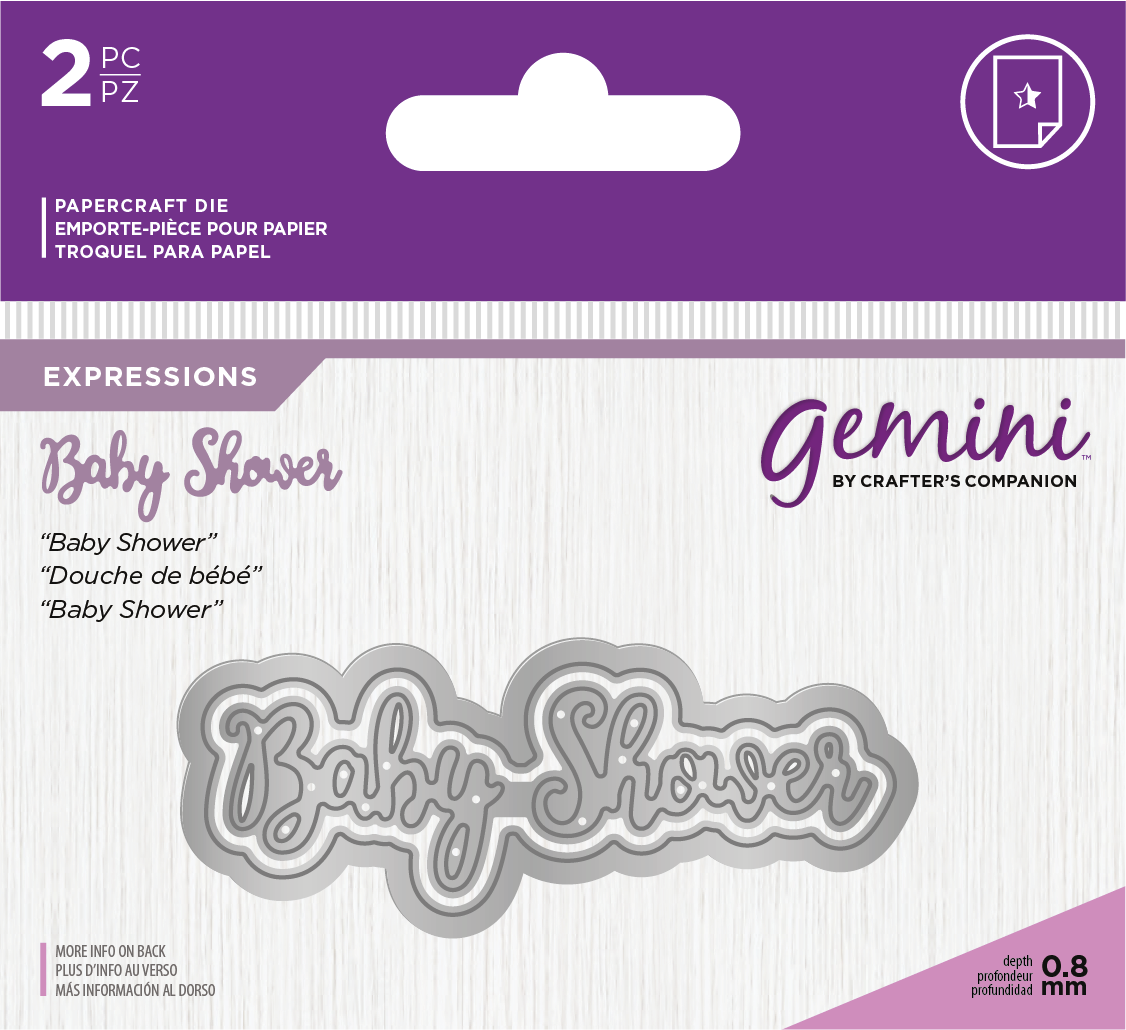 Crafters Companion – “BABY SHOWER” 2pc Gemini Mini Die Expressions - Die'sire Essentials Only Words Word Cutting Dies