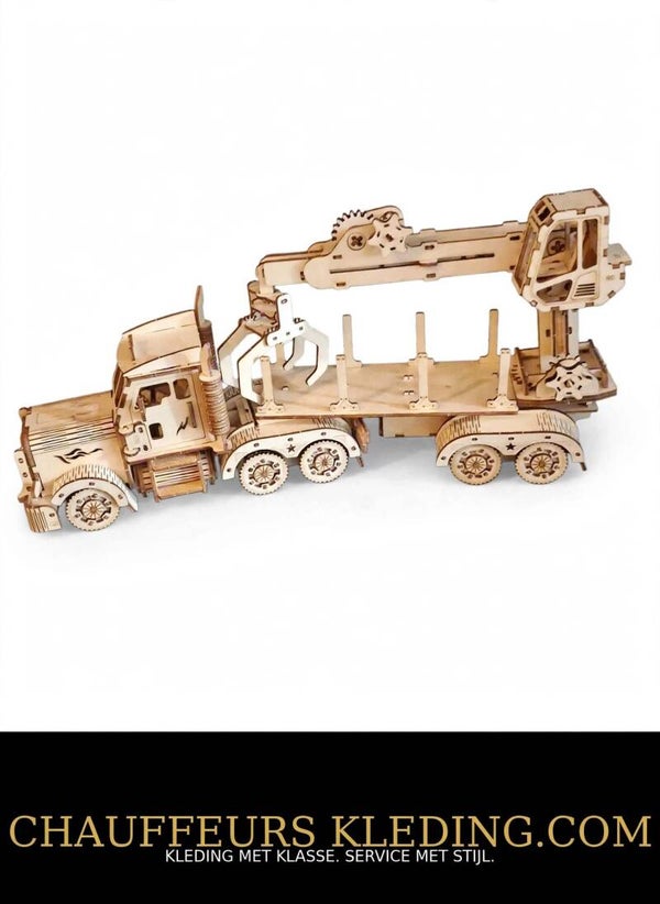 Truck met grijpkraan modelbouw hout