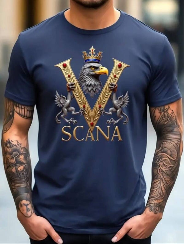 scania v goud vogel donker blauw