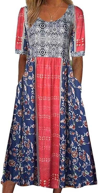 Damen Kleider Lose Sommerkleid Lang