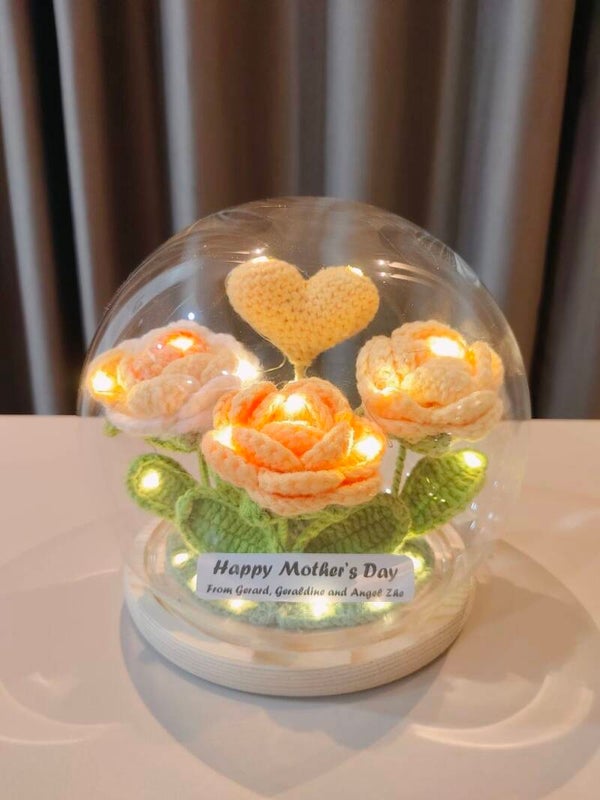 GCL0020 Yellow rose love flower glass