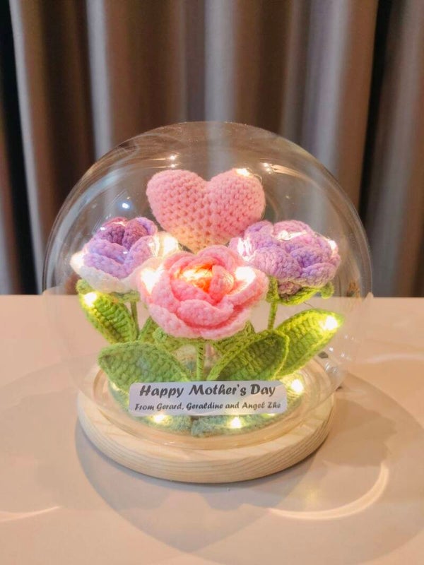 GCL0019 Purple pink flower glass