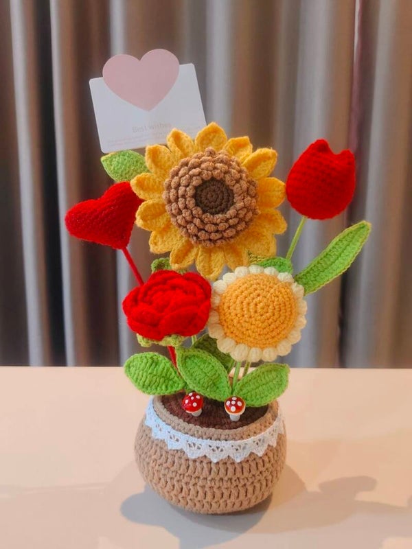 PCL0096 Sunflower rose love pot