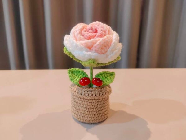 PMN0028 Pink white rose pot
