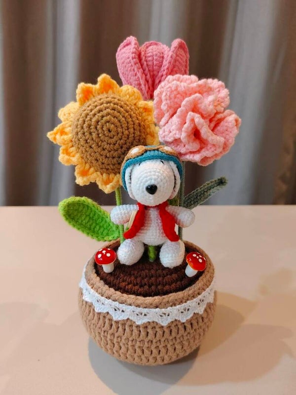 PCL0098 Sunflower snoopy pot