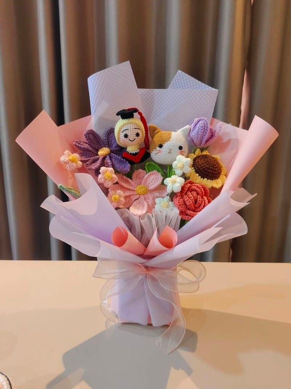 BGA0316 Purple pink cat girl bouquet