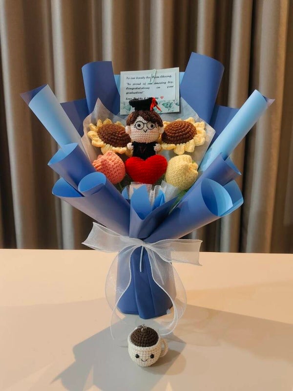 BGA0320 Tulip love sunflower boy blue bouquet