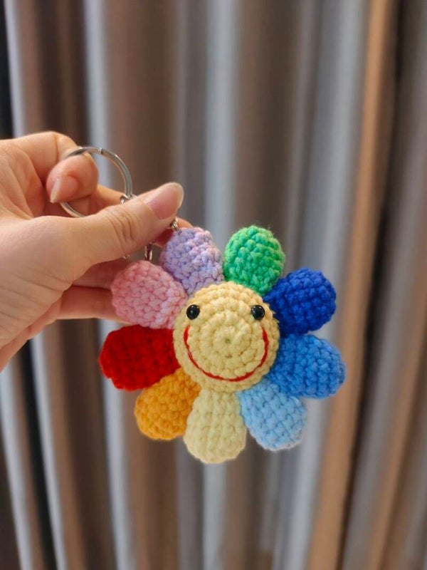 KFL0015 Big rainbow sunflower keychain