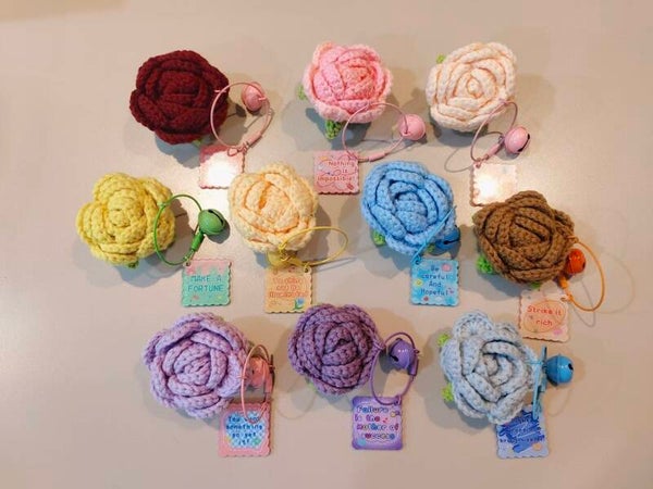 KFL0022 Rose keychains with tags