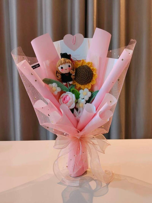 BGA0199 Sunflower pink graduation girl bouquet