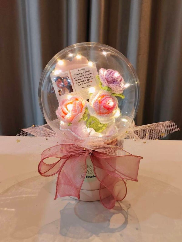 ACR0053 Purple pink rose acrylic pot