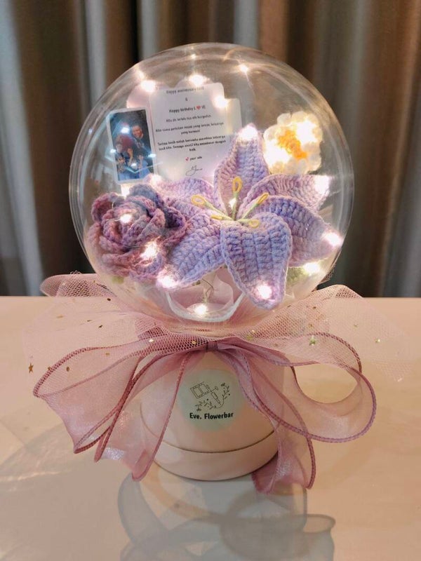 ACR0055 Purple lily rose daisy acrylic pot