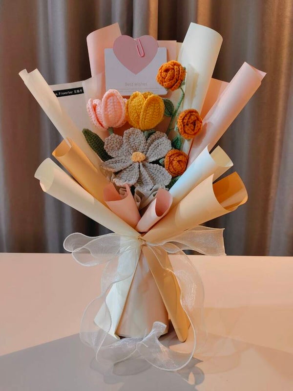 BBF0232 Orange rose tulip bouquet