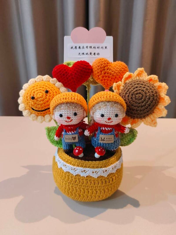 PCL0074 Couple sunflower love pot