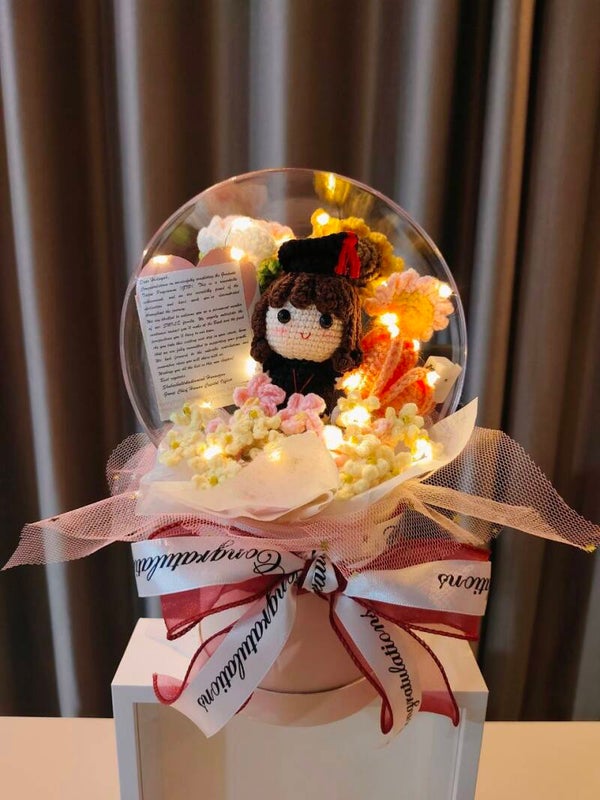 ACR0035 Orange yellow mixed flower graduation acrylic pot