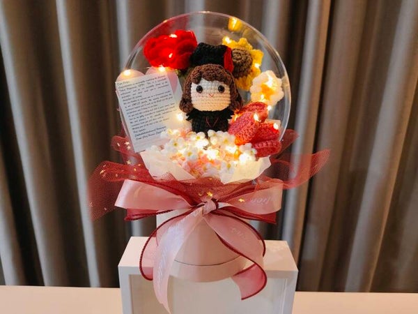 ACR0036 Red yellow mixed flower graduation acrylic pot