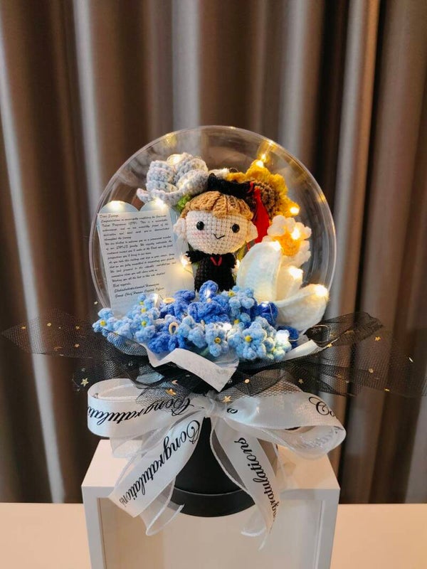 ACR0037 Blue yellow mixed flower graduation acrylic pot