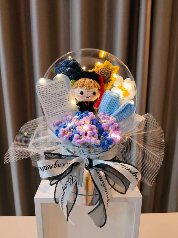 ACR0034 Blue purple mixed flower graduation acrylic pot