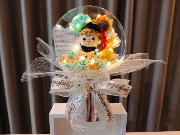 ACR0040 Green yellow mixed flower graduation acrylic pot